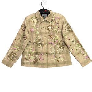 Vintage Indigo Moon Embroidered￼ Jacket Women Sz Lg Beautiful Colors